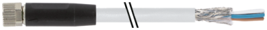 M8 female 0° A-cod. with cable shielded  7000-08741-2000200